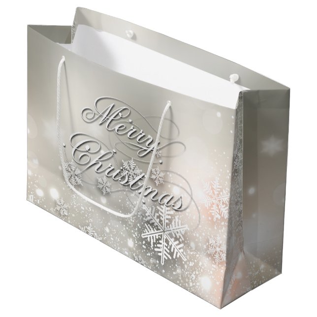 Bolsa De Regalo Grande Elegante copo de nieve para navidades (Angulo Anverso)