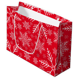 Bolsa De Regalo Grande Elegante copo de nieve rojo Aqua White Winter