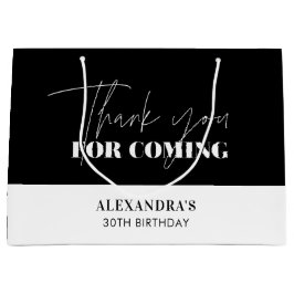 Bolsa De Regalo Grande Elegante cumpleaños blanco negro gracias