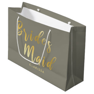 Bolsa De Regalo Grande Elegante dama de honor gris y dorada