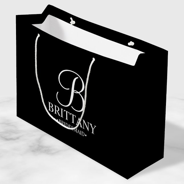 Bolsa De Regalo Grande Elegante dama de honor personalizada en blanco y n (Subido por el creador)