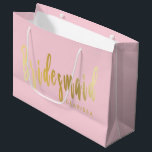 Bolsa De Regalo Grande Elegante dama de honor rosa pastel y dorada<br><div class="desc">Diseño elegante en tonos dorados y rosa pastel.</div>