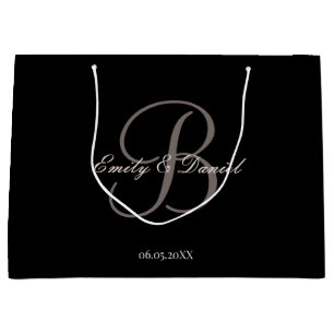 Bolsa De Regalo Grande Elegante decaimiento de monograma al boda