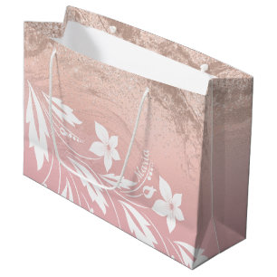 Bolsa De Regalo Grande Elegante degradado moderno rosa purpurina dorado f