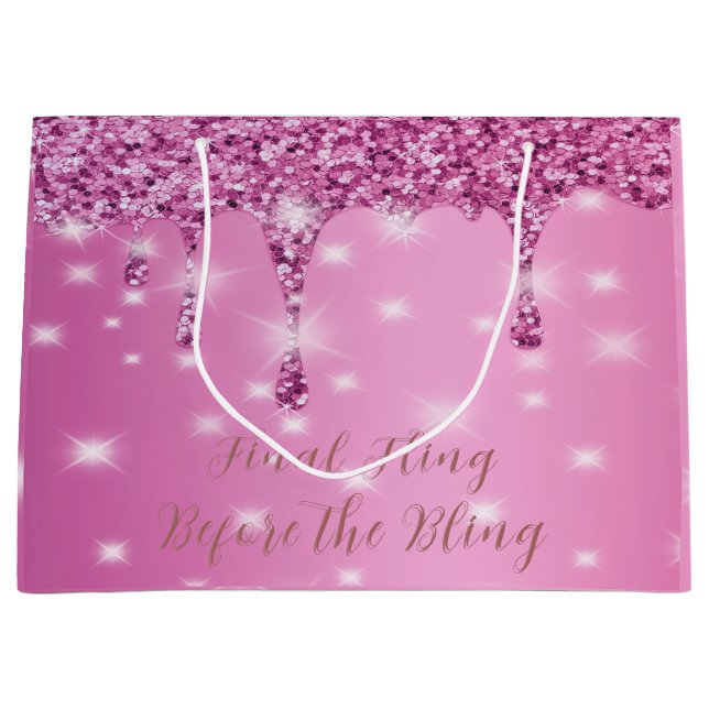 Bolsa De Regalo Grande Elegante Despedida de Soltera con Brillo Rosa Fuer (Anverso)