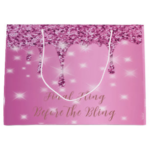 Bolsa De Regalo Grande Elegante Despedida de Soltera con Brillo Rosado y 
