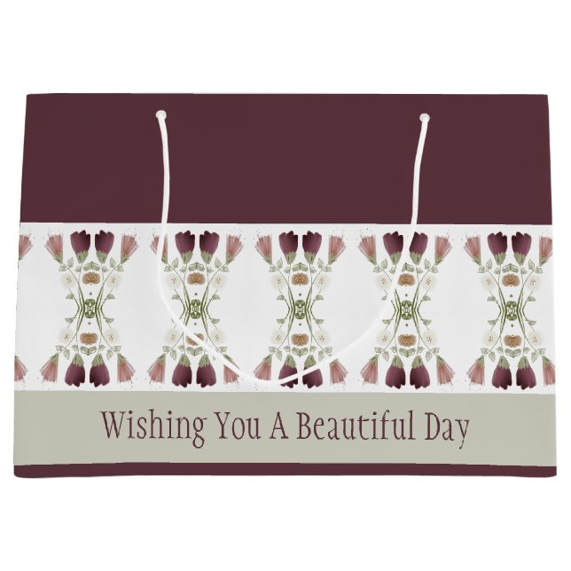 Bolsa De Regalo Grande Elegante Diseño Floral (Anverso)