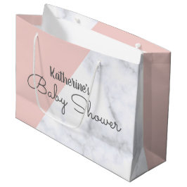 Bolsa De Regalo Grande Elegante ducha de bebé de mármol rosa y blanco