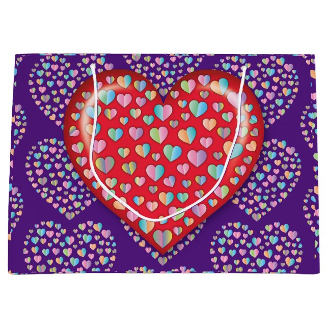 Bolsa De Regalo Grande Elegante Editibale Simple Heart Design (Anverso)