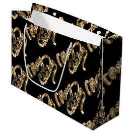 Bolsa De Regalo Grande Elegante estilo dorado guión negro Feliz Navidad