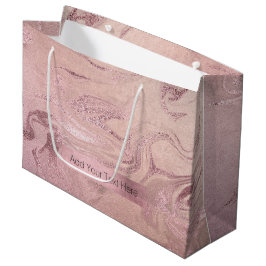 Bolsa De Regalo Grande Elegante estilo moderno rosa de cobre de mármol ro