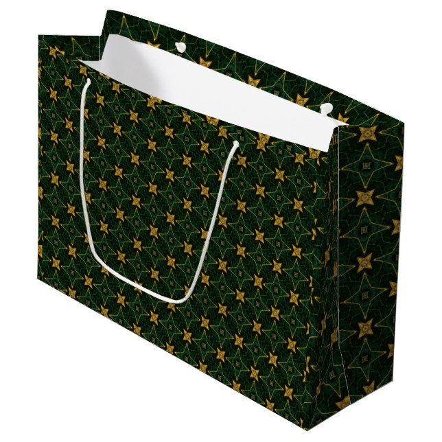 Bolsa De Regalo Grande Elegante Evergreen Emerald Green y Gold (Angulo Anverso)
