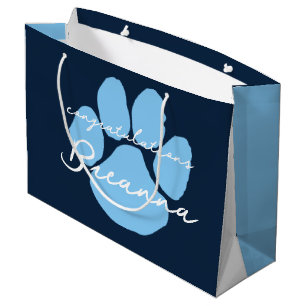 Bolsa De Regalo Grande Elegante felicitaciones Pawprint Navy Baby Blue