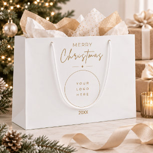 Bolsa De Regalo Grande Elegante Feliz Navidad Logotipo personalizado Corp