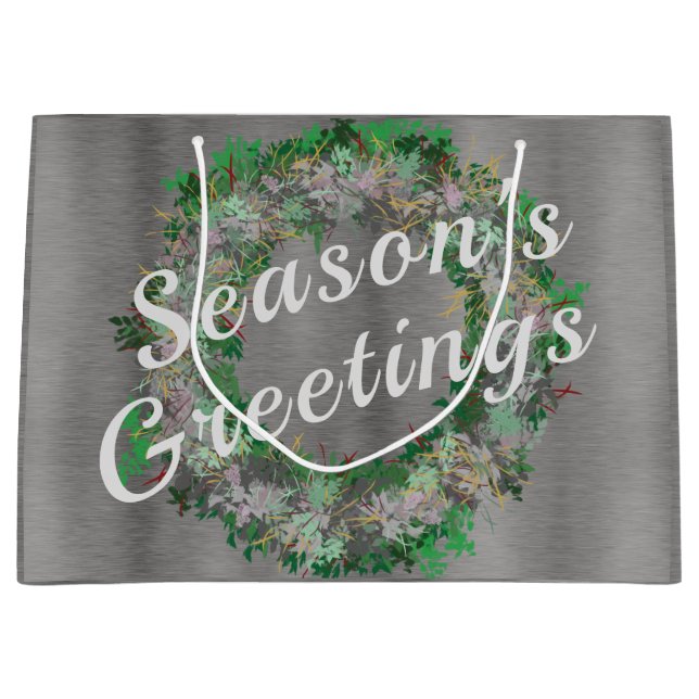 Bolsa De Regalo Grande Elegante festividad de Wreath (Anverso)