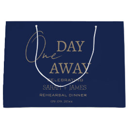 Bolsa De Regalo Grande Elegante fiesta de boda de Navy y Gold a un día de