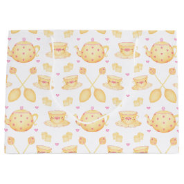 Bolsa De Regalo Grande Elegante Fiesta de té color rosa y oro