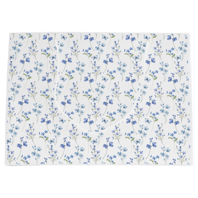 Bolsa De Regalo Grande Elegante Flor azul turquesa (Anverso)