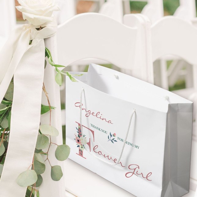 Bolsa De Regalo Grande Elegante Flor Flower Girl Gracias (Flower Girl Gift Bag with personalized thank you)