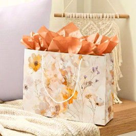 Bolsa De Regalo Grande Elegante Floral Acuarela