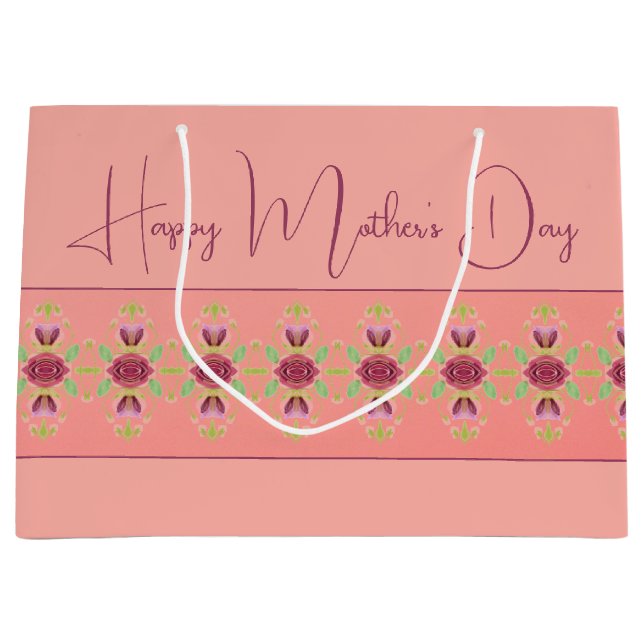 Bolsa De Regalo Grande Elegante floral borgoñona (Anverso)