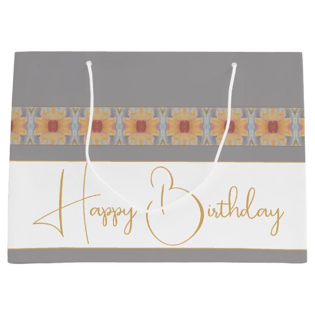 Bolsa De Regalo Grande Elegante Floral De Peach (Anverso)