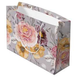 Bolsa De Regalo Grande Elegante floral rosa moderno