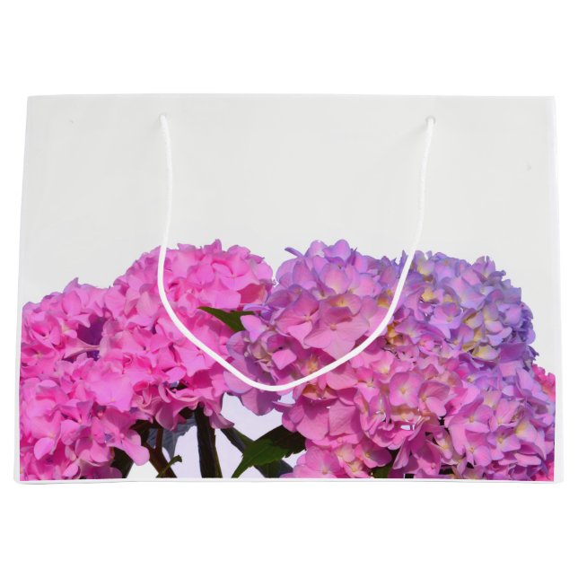 Bolsa De Regalo Grande Elegante floral rosa púrpura hidrangeas (Anverso)