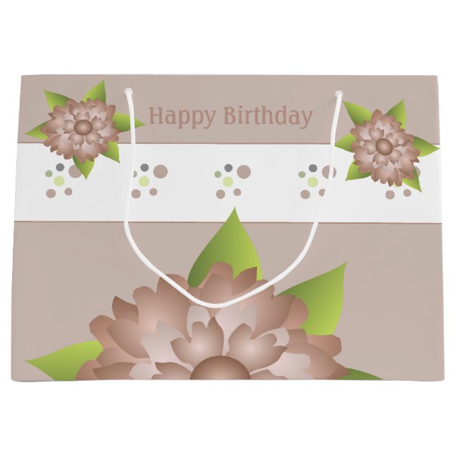 Bolsa De Regalo Grande Elegante floral y lunares (Anverso)