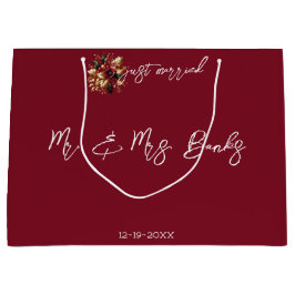 Bolsa De Regalo Grande Elegante foto Boda de la hoja de oro recién casada