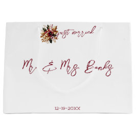 Bolsa De Regalo Grande Elegante foto Boda de la hoja de oro recién casada