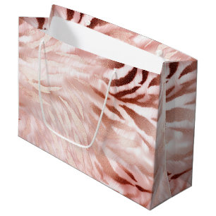 Bolsa De Regalo Grande Elegante Giro Rosa Rosa Dorado Zebra Glam Glitz