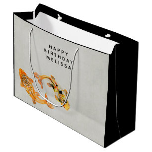 Bolsa De Regalo Grande Elegante Gold Koi Fish Birday
