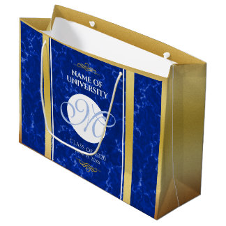 Bolsa De Regalo Grande Elegante Graduación Monograma Relieve metalizado d