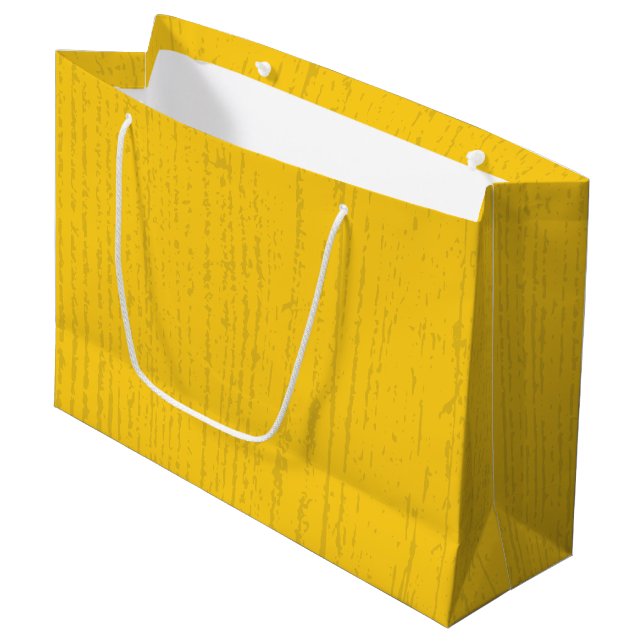 Bolsa De Regalo Grande Elegante grano de madera amarillo mostaza (Angulo Anverso)
