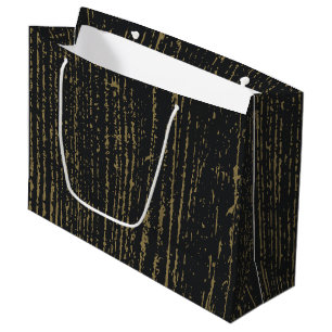 Bolsa De Regalo Grande Elegante grano de madera de oro negro