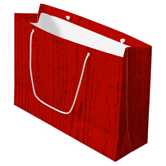 Bolsa De Regalo Grande Elegante Grano de Madera Rojo (Angulo Anverso)