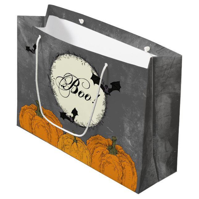 Bolsa De Regalo Grande Elegante Halloween negro y Naranja (Angulo Anverso)