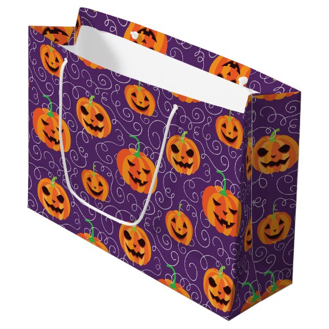 Bolsa De Regalo Grande Elegante Jack O' Lanterns (Angulo Anverso)