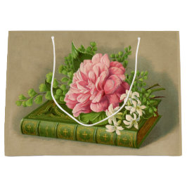 Bolsa De Regalo Grande Elegante libro elegante de flores de época peony