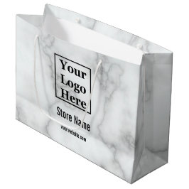 Bolsa De Regalo Grande Elegante Mármol Blanco Tu Logo Aquí