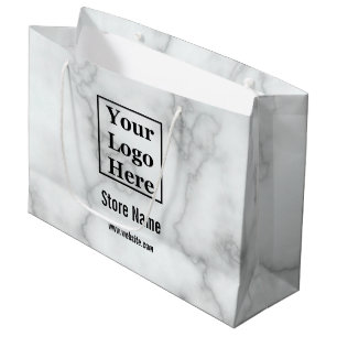 Bolsa De Regalo Grande Elegante Mármol Blanco Tu Logo Aquí