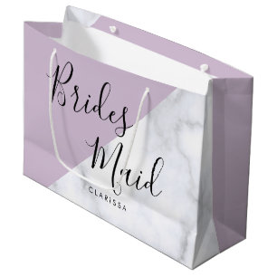 Bolsa De Regalo Grande Elegante mármol blanco y dama de honor púrpura pas