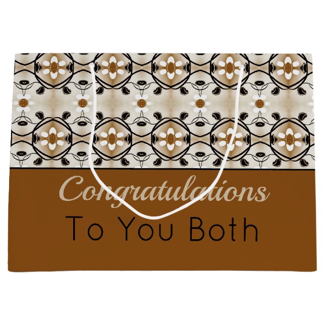 Bolsa De Regalo Grande Elegante Marrón Oro Y Negro (Anverso)