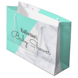 Bolsa De Regalo Grande Elegante menta y ducha de bebé de mármol blanco