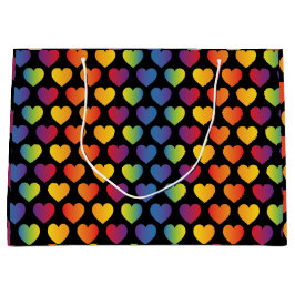 Bolsa De Regalo Grande Elegante Minimalista Diseño Corazón Arcoiris Grand