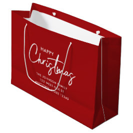 Bolsa De Regalo Grande Elegante Minimalista moderno Festividad Roja Feliz