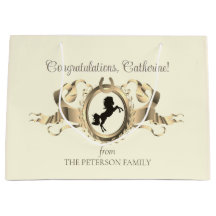 Elegante Moda Gold Equestrian Ribbon Escudo Nombre