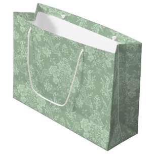 Bolsa De Regalo Grande Elegante Moda romántica, Damasco floral y verde s