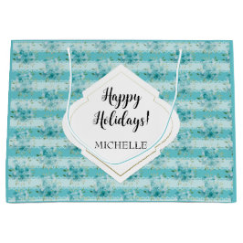 Bolsa De Regalo Grande Elegante Monograma de Flores Silvestres Dusty Azul